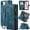 Blue, variant on for iPhone 16 E Wallet Case with 10 Card Slots, Zipper Pocket and Magnetic Flip Folio, RFID Blocking Card Holder Stand Leather Detachable Wristlet Strap 3-in-1 Case for Women and Men,Black