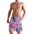 thumbnail image 2 of Dailycode Men's Quick Dry Swim Trunks Beach Shorts Casual Summer Board Shorts with Pockets, Hand Drawn Watercolor Flower, 2 of 8