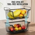 thumbnail image 3 of 4 Pcs Stackable Wire Baskets for Pantry Organizers and Storage,Vegetable Fruit Basket for Countertop,Kitchen Storage Metal Baskets,Produce Potato Onion Storage Bin,Black, 3 of 7