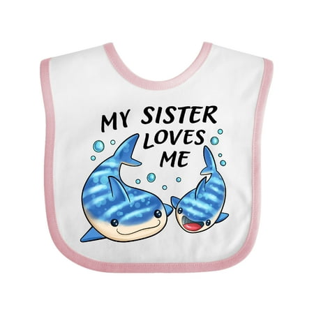

Inktastic My Sister Loves Me- whale shark Gift Baby Boy or Baby Girl Bib