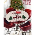 thumbnail image 5 of Round Tablecloth with Elastic Merry Christmas Elk and Xmas Tree Red and Black Buffalo Plaid Waterproof Table Cover Wipeable Fitted Table Cloths for 45"-54" Round Tables Dining Kitchen, 5 of 6