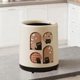 thumbnail image 4 of Outoloxit Double Deck Trash Can with Lid and Wheels, Large Capacity 10 Gallon Kitchen Bathroom Bedroom Garbage Bin with Decorative Pattern, Non-Slip Feet & Easy Clean, 4 of 6