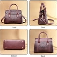 thumbnail image 3 of Women's Handbags and Purses Ladies Crocodile Pattern Leather Flap Shoulder Bag Top Handle Satchel Tote Work Bags, 3 of 7