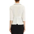 thumbnail image 3 of Allegra K Peplum Tops for Women's Tie Waist Notch Lapel Collar Blouse, 3 of 5