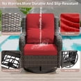 thumbnail image 5 of MeetLeisure 3 Piece Wicker Patio Furniture Set with Side Table, Outdoor Swivel Rocker Chairs with High Back, Deep Seating, Wide Armrest, Thick Cushions for Deck Porch, Red, 5 of 10