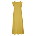 thumbnail image 4 of Wycnly Summer Dresses for Women Casual Solid Cotton Linen Plus Size Loose Pocket Tank Dresses 2025 Sleeveless Crewneck Plain Long Formal Dress Yellow XXXL, 4 of 6