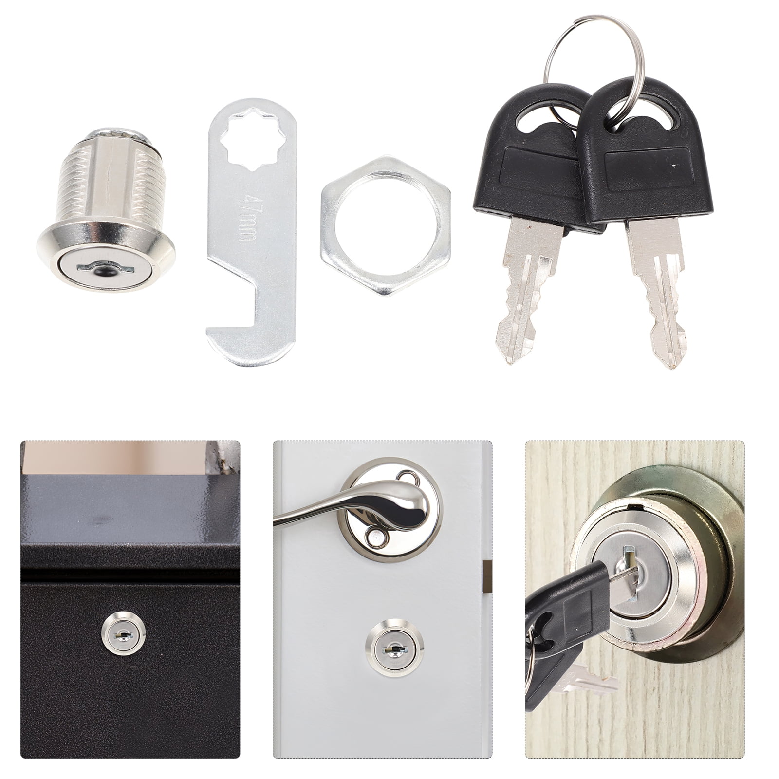 Purocean Keyed Different Drawer Lock Desk Lock Furniture Lock Cylinder Lock for Cabinet Wardrobe Cupboard Toolbox Mailbox RV Compartment (Black, 6