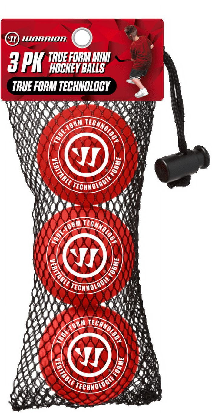 Warrior Hockey True Form Knee Hockey Balls - Red - 3-Pack - Designed to Retain Shape - Indoor PU