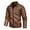 Brown, variant on XMMSWDLA Deals Clearance Tops for Men Solid Retro Zipper Motorcycle Plus Velvet Stand-up Collar Leather Winter Jacket Coats