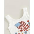 thumbnail image 5 of Wassery Baby Girls Pants Set 6 12 18 24 Months Infant Girls 4th of July Outfits Sleeveless Letters Print Romper with Flower Flag Print Flare Pants 2Pcs Summer Independence Day Clothes 0-24M, 5 of 8