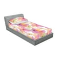 thumbnail image 2 of Nature Fitted Sheet & Pillow Sham Set, Garden Themed Watercolor Flower Pattern in Colorful Soft Tones, Decorative Printed 2 Piece Bedding Decor, Twin, Pink Peach and Pastel Green, by Ambesonne, 2 of 2