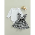 thumbnail image 3 of Qiylii Baby Girls Outfits, Long Sleeve O neck Romper+Plaid Suspender Skirt, 3 of 8