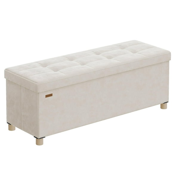 Banco otomano de almacenamiento SONGMICS, plegable, 30 L, color capuchino, color beige