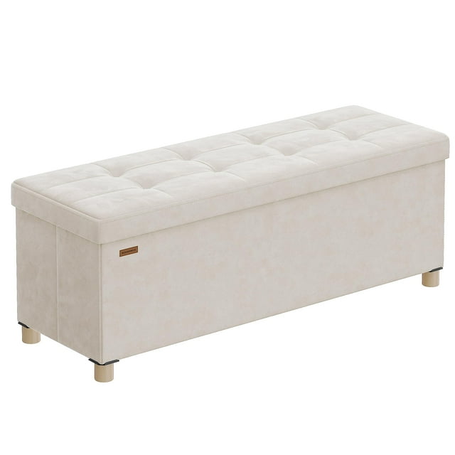Banco otomano de almacenamiento SONGMICS, plegable, 30 L, color capuchino, color beige