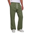 thumbnail image 3 of KLHDSF Men's Baggy Bootcut Sweatpants Wide Leg Flared Stretch Elastic Waist Drawstring Cotton Lounge Workout Casual Pants Green M, 3 of 8
