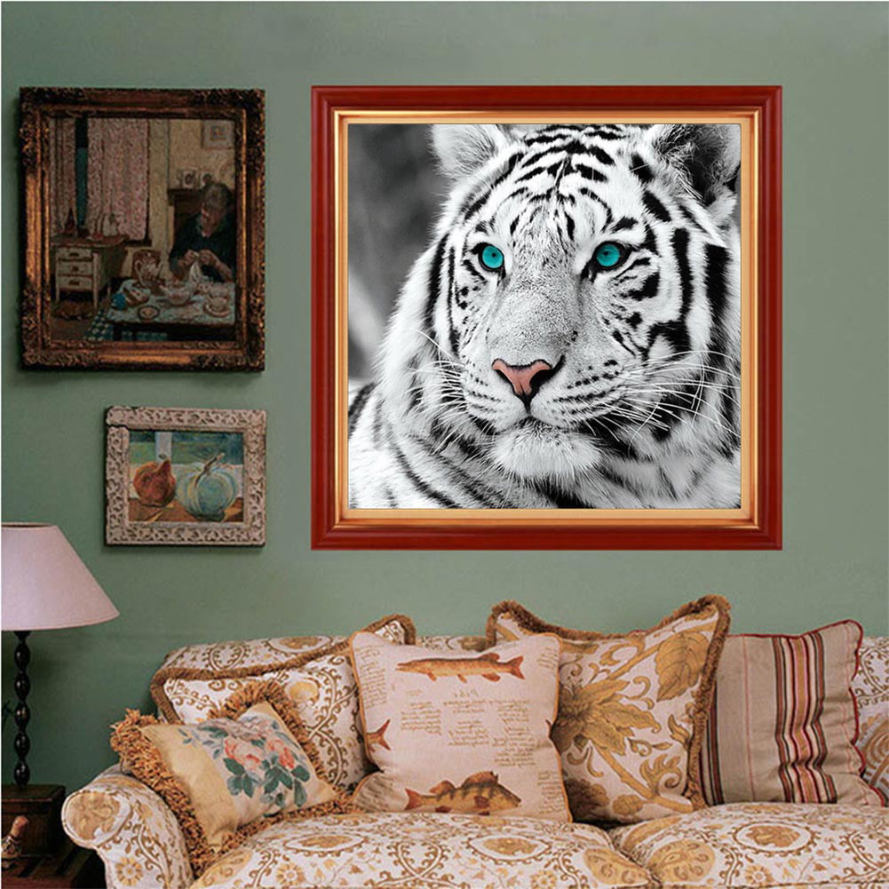 Tiger Head 5D DIY Full Drill Round Diamond Painting Embroidery Cross Stitch 