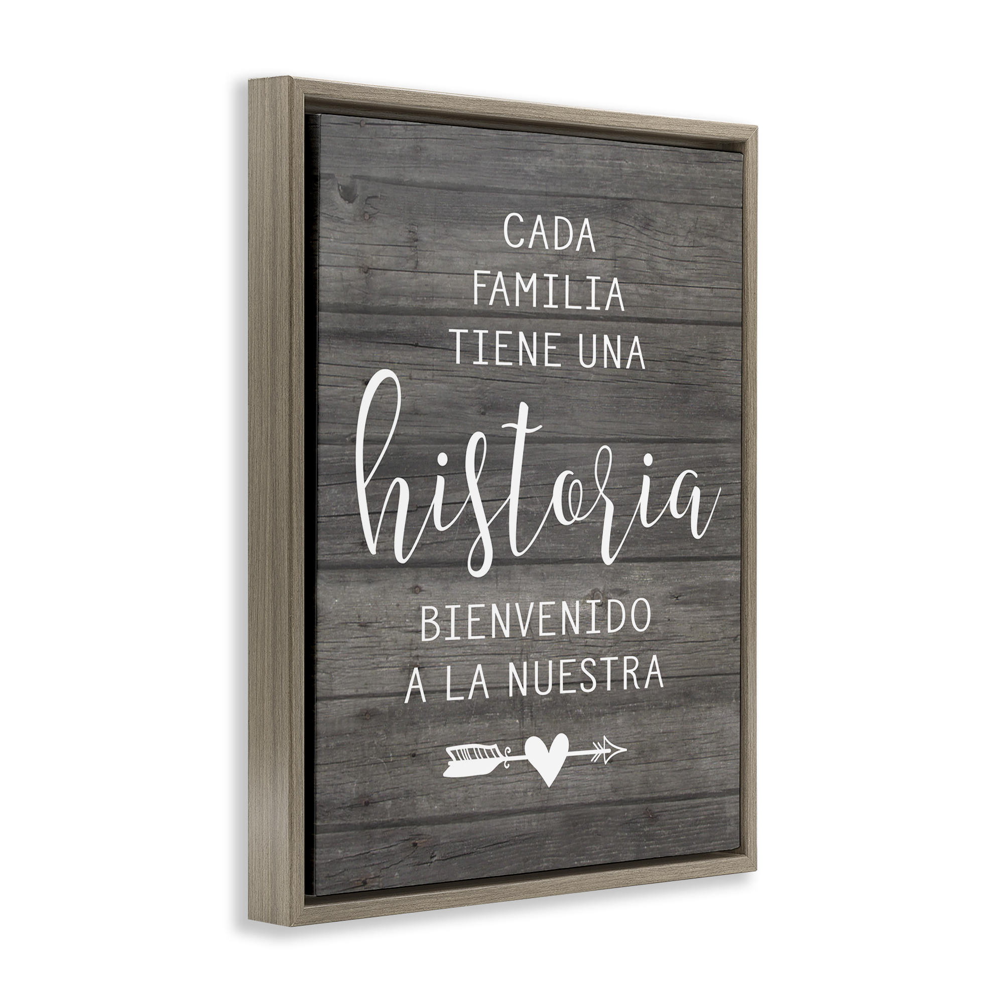 Stupell Industries Nuestra Historia Familiar Inspirational Quotes & Sayings Painting Brown Floater Framed Art Print Wall Art, 25 x 31