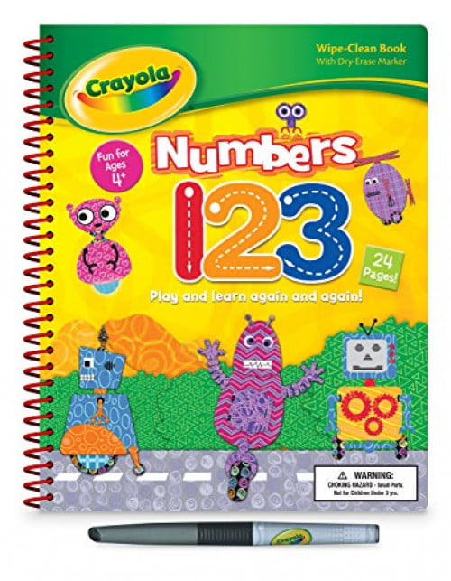 Numbers Foods Wipe and Color Again Book w/crayons Letters etc Color 