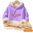 thumbnail image 5 of YMNXA Big Girls Boys Hoodies Long Sleeve Letter Print Plush Warm Thickened Comfortable Sweatshirt For Daily Wear Purple 3-4 Years, 5 of 5