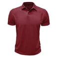 thumbnail image 4 of Mens Textured Jacquard Polo Shirt Super Stretch Short Sleeve Polo Shirts for Men Wine, 4 of 6