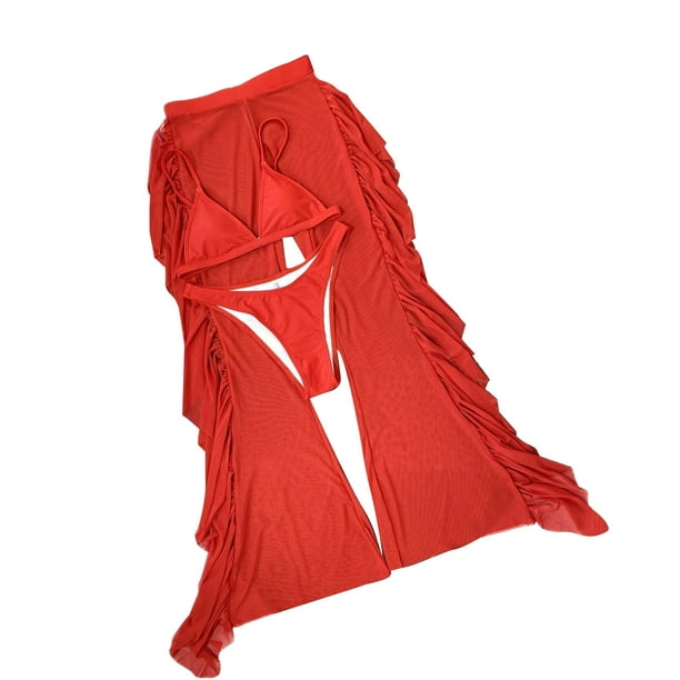 Penkiiy Ladies Fashion Solid Color Lacing Split Bikini Sexy Women's