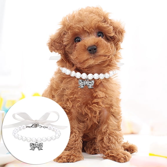 Adjustable Pearl Pet Collar Chain for Dogs and Cats Comfortable Secure Leash Accessory