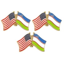 Uzbekistan & US Crossed Flag Lapel Pins, Pack of 3