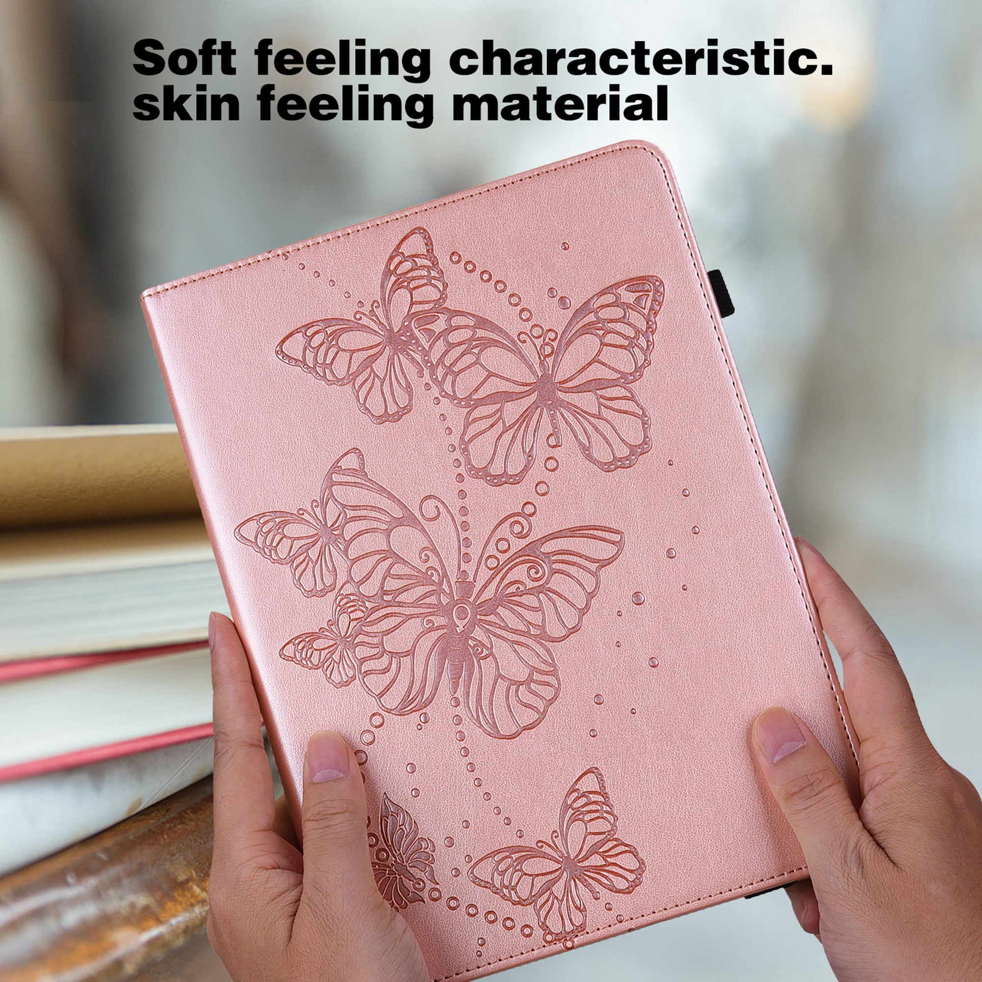 Allytech iPad 10th Gen Case, iPad 10.9" 2022 Case, PU Leather Butterfly Embossed Shockproof Auto Sleep Wake Pencil Holder Kickstand Elastic Band Protective Case Cover for Apple iPad 10th Gen 10.9"