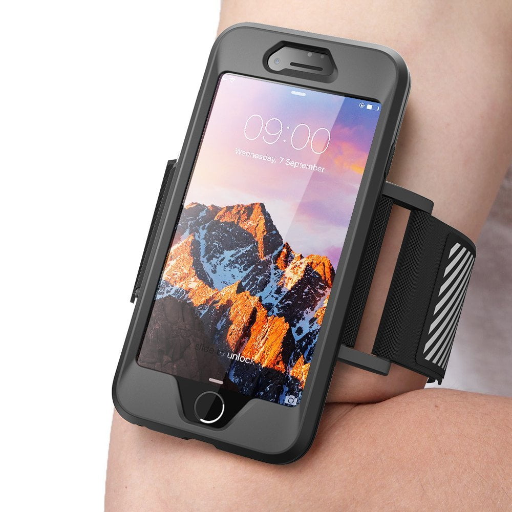 iPhone 8 Plus Armband SupCase iPhone 7 Plus Armband Black Easy Fitting Sport Running Armband Case with Premium Flexible Case Combo for Apple iPhone 7 Plus 2016 / iPhone 8 Plus 2017