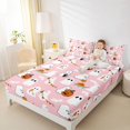 thumbnail image 3 of Homewish Cute Cartoon Halloween Ghost Bed Sheets,Pumpkin Bat Banner Print Full Size Sheets,Blush Pink,4-Piece,1 Flat Sheet,1 Fitted Sheet and 2 Pillowcases, 3 of 6