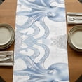 thumbnail image 5 of Coastal Blue Octopus 60 Inch Table Runner, Vintage Summer Ocean Coral Farmhouse Dresser Scarf Cotton & Linen Tablerunner for Dining/Kitchen Island/Holiday Party Décor 13" x 60", 5 of 9