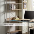 thumbnail image 4 of Churanty Computer Desk with 4 Tier Storage Shelves Large L-Shaped Home Office Desk Writing Table, Brown, 4 of 7