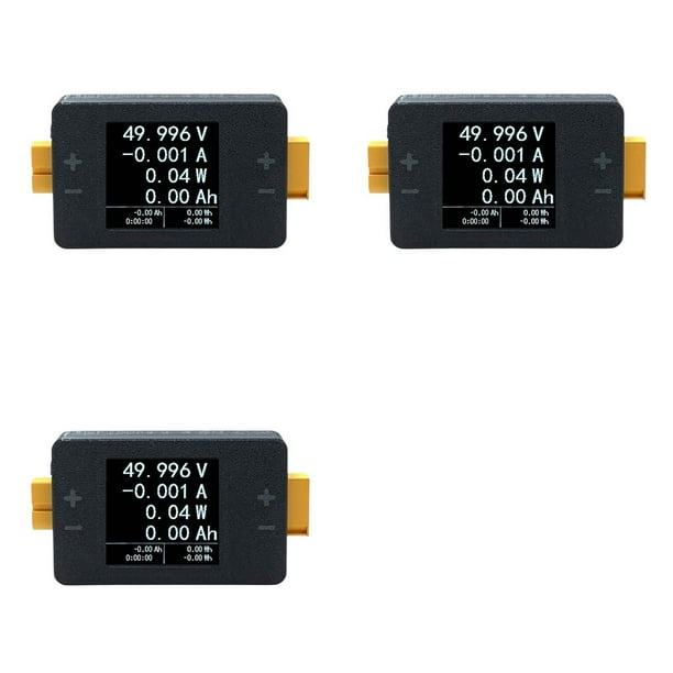 3X Medidor de Potencia 8-150 V 25 A, Amperímetro Bidireccional, Comprobador de Capacidad de Voltaje de Batería de Avión para Pruebas de Batería LIPO