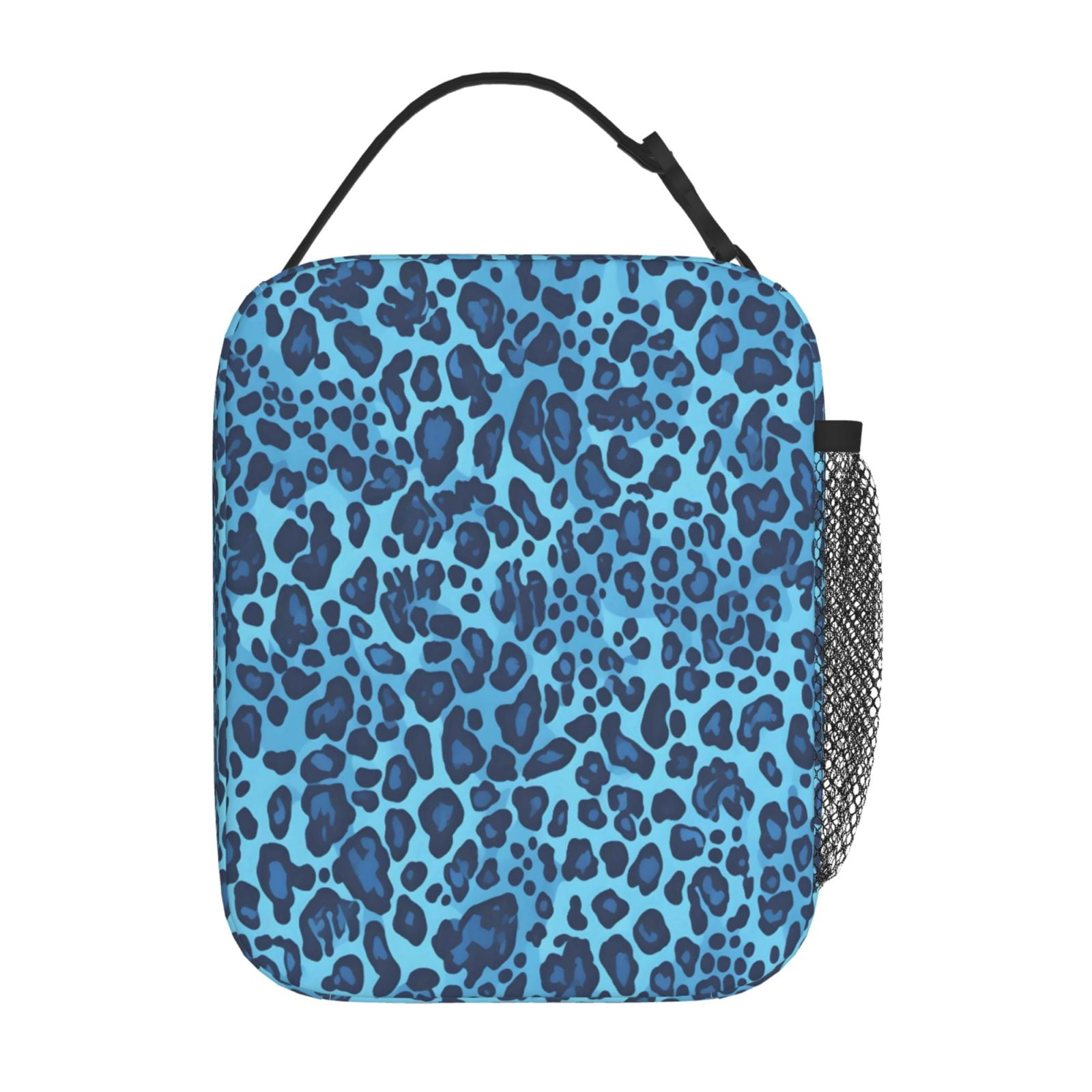 Lunch Bag For Women Men Insulated Portable Lunch Box Bento Box Office Picnic Travel Cooler Bag Leopard Print Pattern Blue And Black_2