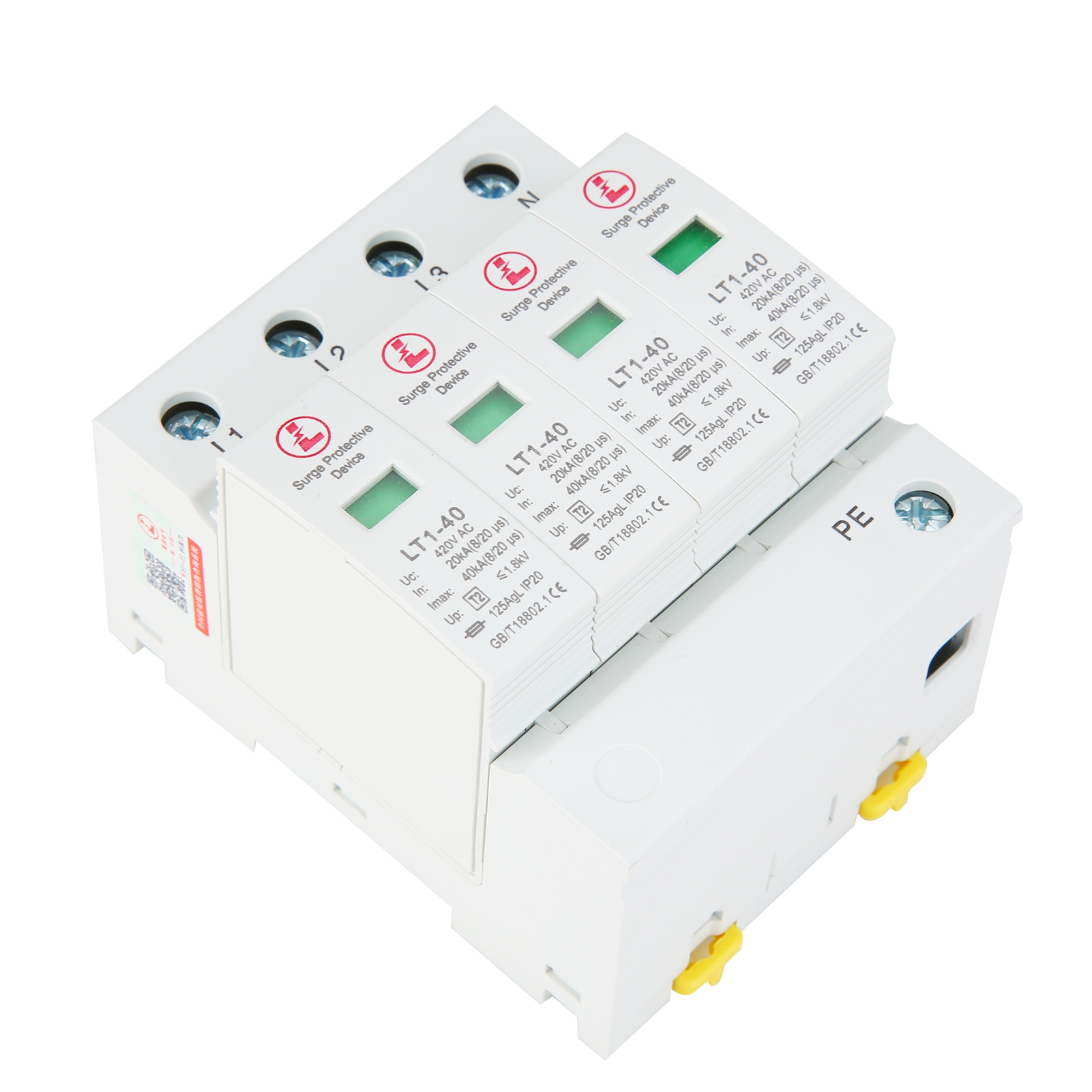 Joernso 4P 20KA/40KA/65KA/80KA 420V AC House Surge Protective Device White Arrester