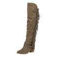 thumbnail image 5 of Pandaie Women's Over Knee High Boots Retro Fringe Riding Long Boots Chunky Heel Tassel Casual Winter Shoes Khaki 8, 5 of 6