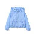 thumbnail image 3 of Y-Sunset Unisex Kids Solid Hooded Windbreaker Jacket, Wind Resistant Casual Coat for School, Park, Travel & Cool Spring Fall Outdoor Wear(Sky Blue/9-10 Years), 3 of 9