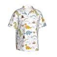 thumbnail image 3 of Xecao Dinosaur print Hawaiian shirt - a stylish short-sleeve button-down for men, perfect for casual beach and tropical outings., 3 of 9