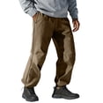 thumbnail image 2 of WIZUTIZ Men's Fleece Lined Hiking Pants Waterproof Polyester Shell Elastic Drawstring Waist Relaxed Fit Winter Outdoor Cargo, 2 of 8