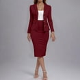 thumbnail image 2 of Alkepwun Formal Dresses for Women Solid Color Business Suit Long Sleeve Casual Collared Lightweight Office Blazer and Breathable Mid-Length Pencil Skirt, 2 of 7