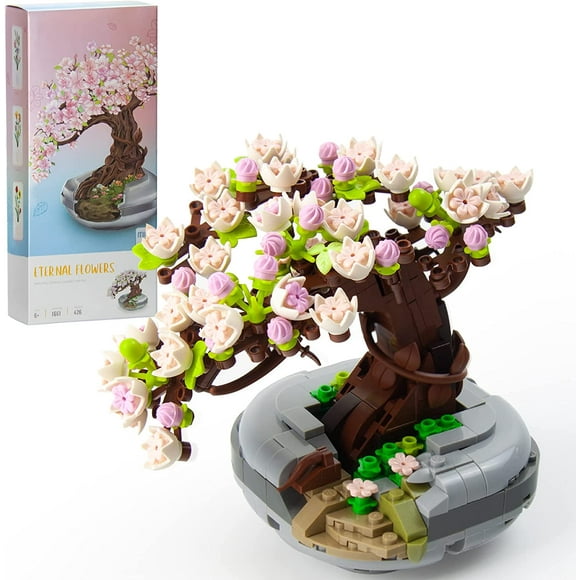 (426pcs) Mini Sakura Bonsai Tree Building Blocks Set, Cherry Blossom Botanical Collection for Adults Teens, Home Decor, Not Compatible with Lego