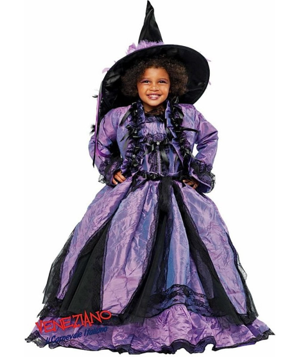 Deluxe Sorceress Magician Purple Gown Girls Halloween Costume Fancy ...