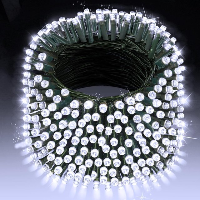 XURISEN 551FT 1400 LED Christmas Lights, Green Wire String Lights Outdoor 8 Modes Memory Function Plug in Fairy Lights for House Christmas Tree Patio Wedding Garden Party Decor- Cool White