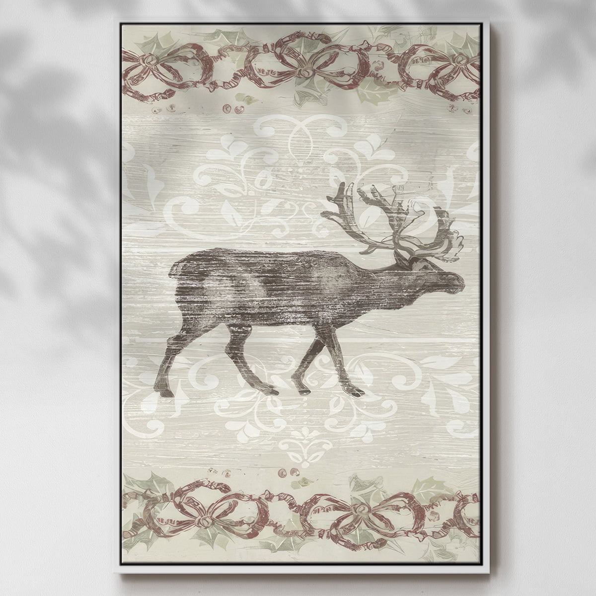 Cabin Christmas Collection B - Framed Gallery Wrapped Holiday Canvas - 27 x 41 - White Frame