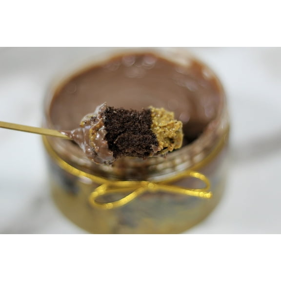 Creamy Dubai Chocolate Pistachio Knafeh Cake With Mini Gold Spoon in gift packaging
