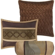 Nanshing Kath 7 Piece Luxury Contemporary Comforter Set, Brown, Full