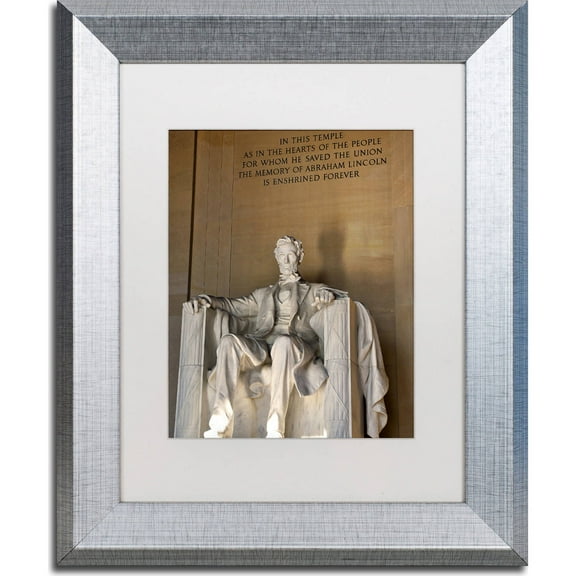 Trademark Fine Art "Lincoln Memorial 2" Canvas Art by CATeyes, White Matte, Silver Frame