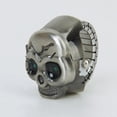 thumbnail image 3 of 3X Bronze Flip-Up Skull Cover Finger Ring Watch Stretchy Watchband for Unisex--Battery Included, perfect for Skull Lover, 3 of 7