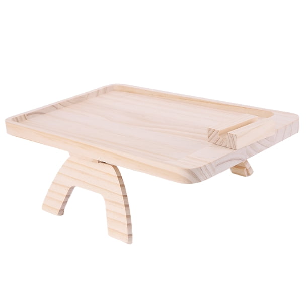 Mesa con brazo para sofá con soporte para teléfono giratorio de 360 grados mesa con reposabrazos bandeja plegable para reposabrazos para TV cenas controles remotos bebidas y refrigerios