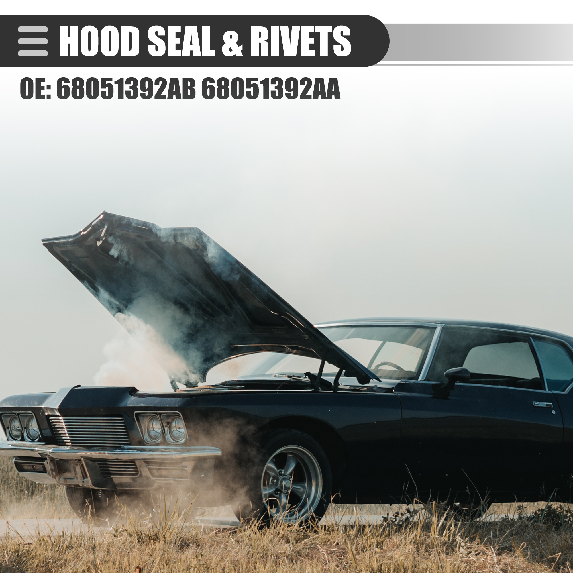 Bande D'étanchéité De Capot Avant, Joint De Capot De Pare-chocs Avant Avec Rivets 68051392AB De Remplacement Pour Dodge Challenger 2008‑2022